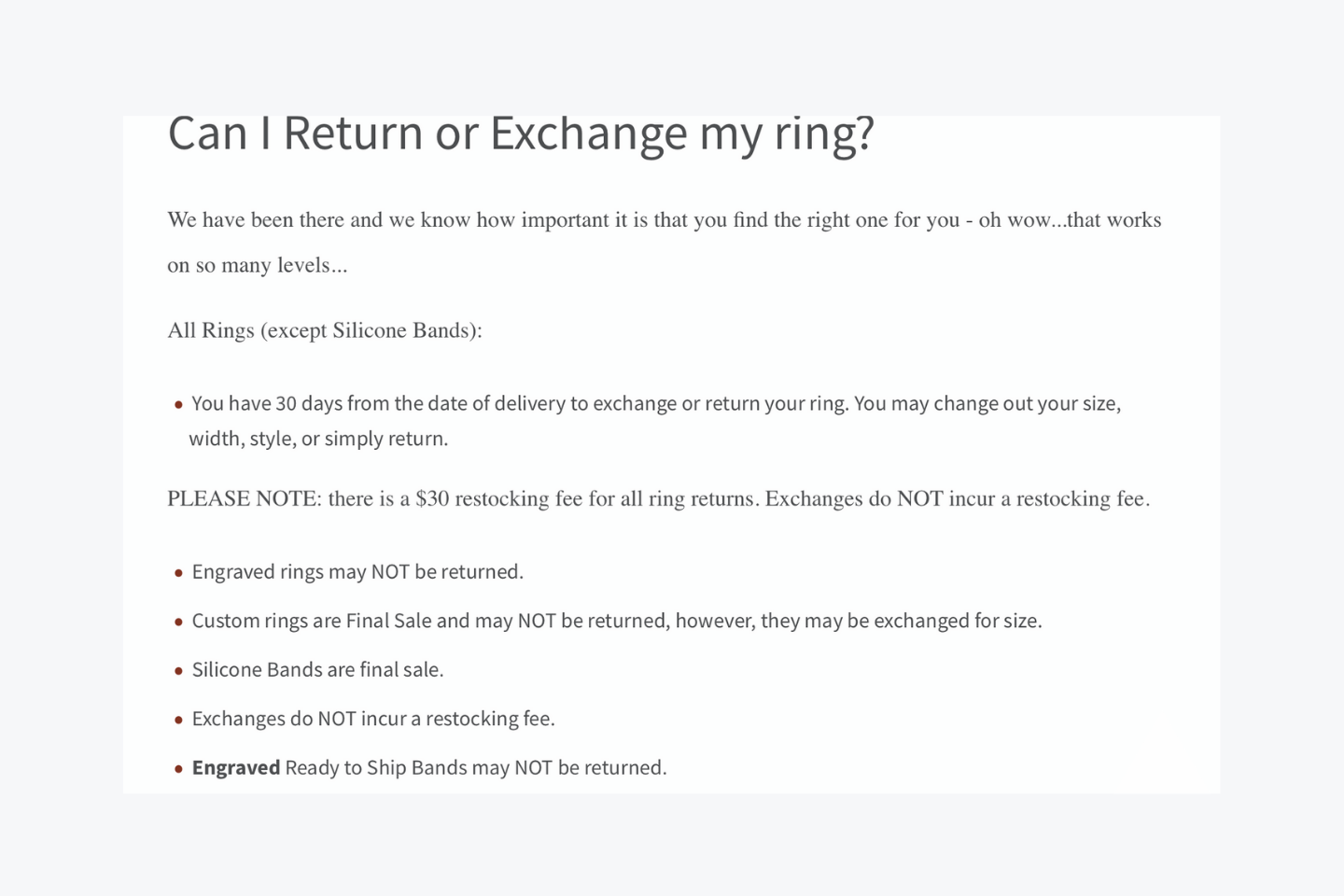 Return Policy, Returns & Exchanges