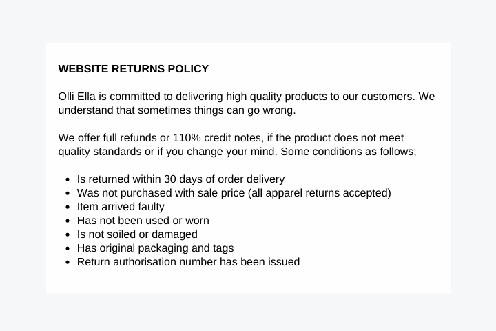 How to write a great eCommerce return policy (real examples from  high-growth brands) - Influx